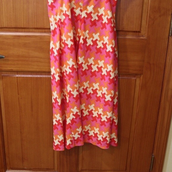 Shoshanna Pink & Orange Geometric Print Tank Dress 12 Y2K Chevron Striped Bright - Picture 5 of 12